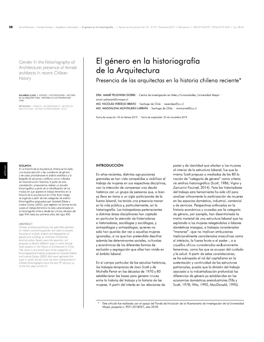 Portada: El género en la historiografía de la arquitectura