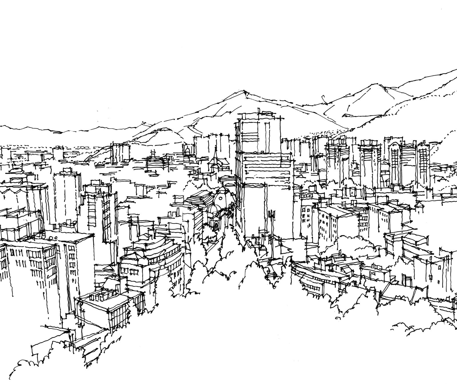 Croquis: Santiago desde el cerro